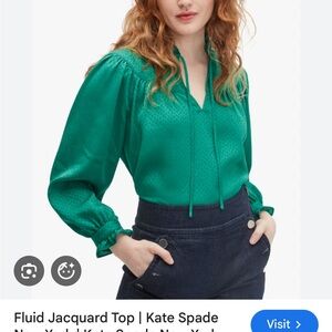 Kate Spade Emerald Green Jacquard Blouse